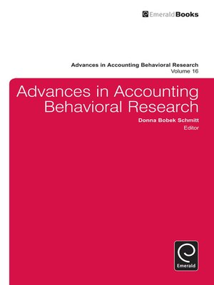 cover image of Advances in Accounting Behavioral Research, Volume 16